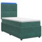 Preview: LED Boxspringbett mit Matratze Dunkelgrün 100 x 200 cm Samt