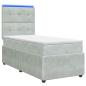 Preview: LED Boxspringbett mit Matratze Hellgrau 100 x 200 cm Samt