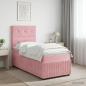 Preview: ARDEBO.de - LED Boxspringbett mit Matratze Rosa 100 x 200 cm Samt