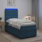 Preview: LED Boxspringbett mit Matratze Blau 100 x 200 cm Samt