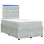 Preview: LED Boxspringbett mit Matratze Hellgrau 120 x 200 cm Samt