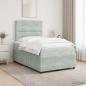 Preview: LED Boxspringbett mit Matratze Hellgrau 120 x 200 cm Samt
