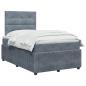 Preview: LED Boxspringbett mit Matratze Dunkelgrau 120 x 200 cm Samt