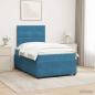 Preview: LED Boxspringbett mit Matratze Blau 120 x 200 cm Samt