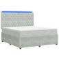 Preview: LED Boxspringbett mit Matratze Hellgrau 140 x 190 cm Samt