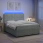 Preview: LED Boxspringbett mit Matratze Hellgrau 140 x 190 cm Samt