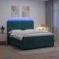 Preview: ARDEBO.de - LED Boxspringbett mit Matratze Dunkelgrün 140 x 190 cm Samt
