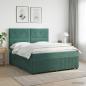 Preview: LED Boxspringbett mit Matratze Dunkelgrün 140 x 190 cm Samt