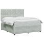 Preview: LED Boxspringbett mit Matratze Hellgrau 140 x 200 cm Samt