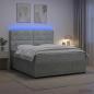 Preview: ARDEBO.de - LED Boxspringbett mit Matratze Hellgrau 140 x 200 cm Samt