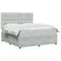 Preview: LED Boxspringbett mit Matratze Hellgrau 140 x 200 cm Samt