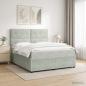 Preview: LED Boxspringbett mit Matratze Hellgrau 140 x 200 cm Samt