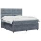 Preview: LED Boxspringbett mit Matratze Dunkelgrau 160 x 200 cm Samt
