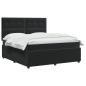 Preview: LED Boxspringbett mit Matratze Schwarz 180 x 200 cm Samt
