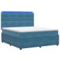 Preview: LED Boxspringbett mit Matratze Blau 180 x 200 cm Samt