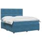 Preview: LED Boxspringbett mit Matratze Blau 180 x 200 cm Samt