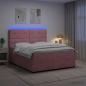 Preview: ARDEBO.de - LED Boxspringbett mit Matratze Rosa 180 x 200 cm Samt
