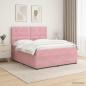 Preview: LED Boxspringbett mit Matratze Rosa 180 x 200 cm Samt