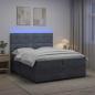Preview: ARDEBO.de - LED Boxspringbett mit Matratze Dunkelgrau 200 x 200 cm Samt