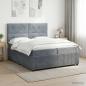Preview: LED Boxspringbett mit Matratze Dunkelgrau 200 x 200 cm Samt