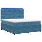 Preview: LED Boxspringbett mit Matratze Blau 200 x 200 cm Samt