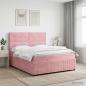 Preview: ARDEBO.de - LED Boxspringbett mit Matratze Rosa 200 x 200 cm Samt