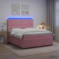 Preview: LED Boxspringbett mit Matratze Rosa 200 x 200 cm Samt