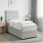 Preview: LED Boxspringbett mit Matratze Hellgrau 90 x 190 cm Samt