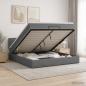 Preview: ARDEBO.de - Ottoman Bett mit Matratze Dunkelgrau 140 x 190 cm Stoff