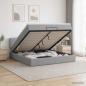 Preview: ARDEBO.de - Ottoman Bett mit Matratze Hellgrau 140 x 200 cm Stoff