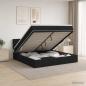 Preview: ARDEBO.de - Ottoman Bett mit Matratze Schwarz 140 x 200 cm Stoff