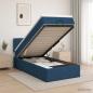 Preview: ARDEBO.de - Ottoman Bett mit Matratze mit Kopfteil Blau 90 x 190 cm Stoff