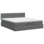 Preview: Ottoman Bett mit Matratze Dunkelgrau 140 x 190 cm Stoff