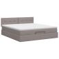 Preview: Ottoman Bett mit Matratze mit Kopfteil Taupe 140 x 190 cm Stoff