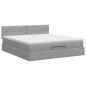 Preview: Ottoman Bett mit Matratze Hellgrau 160 x 200 cm Stoff