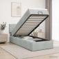 Preview: ARDEBO.de - Ottoman Bett mit Matratze Hellgrau 100 x 200 cm Samt