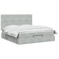 Preview: Ottoman Bett mit Matratze Hellgrau 140 x 190 cm Samt