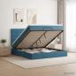 Preview: ARDEBO.de - Ottoman Bett mit Matratze Dunkelblau 140 x 200 cm Samt