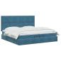 Preview: Ottoman Bett mit Matratze Dunkelblau 200 x 200 cm Samt