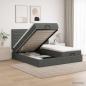 Preview: ARDEBO.de - Ottoman Bett mit Matratze mit Kopfteil 2 stk. Dunkelgrau Stoff