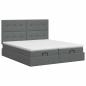 Preview: Ottoman Bett mit Matratze mit Kopfteil 2 Stk. Dunkelgrau Stoff