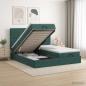 Preview: ARDEBO.de - Ottoman Bett mit Matratze mit Kopfteil 2 stk. Dunkelgrün Samt