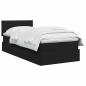 Preview: Aufbewahrungsbett mit Matratze Schwarz 90 x 190 cm Samt
