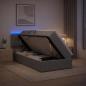 Preview: ARDEBO.de - LED-Speicherbett mit Matratze Hellgrau 90 x 200 cm Stoff