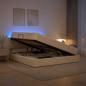 Preview: ARDEBO.de - LED-Speicherbett mit Matratze Creme 140 x 200 cm Stoff