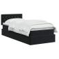 Preview: LED-Speicherbett mit Matratze Schwarz 90 x 190 cm Samt