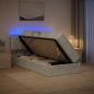 Preview: LED-Speicherbett mit Matratze Hellgrau 90 x 200 cm Samt