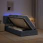 Preview: ARDEBO.de - LED-Speicherbett mit Matratze Dunkelgrau 90 x 200 cm Samt