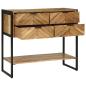Preview: Konsolentisch Braun 90 x 35 x 80 cm Massivholz Akazie