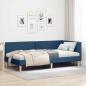 Preview: ARDEBO.de - Eckbettgestell Blau 90 cm x 190 cm Stoff und Sperrholz